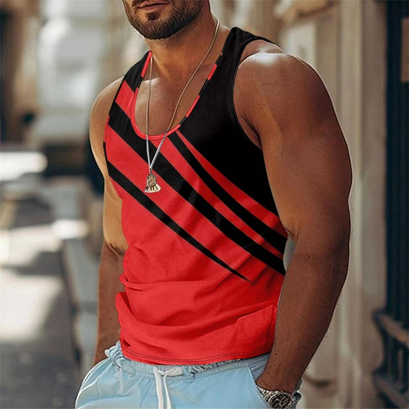 Herren Tanktop Streifen Sommer – Ärmellos Casual Basketball Sport Alltag Leicht | Premium Herrenmode