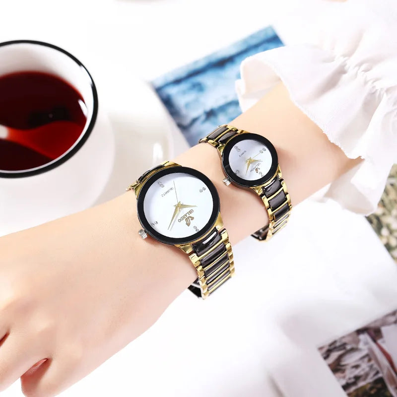 Montre Couple Luxe Acier Inoxydable – Femme & Homme Fashion Casual Idée Cadeau