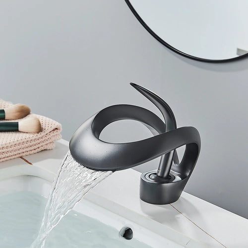 Black Brass New-Style Basin Faucet Bathroom Mixer Tap Hot Cold Water Deck Mounted Gold Luxury Sink Faucet