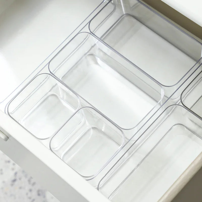 Organisateurs Tiroirs Bureau Maquillage 2025 – Boîtes Plastique Transparent | Rangement Salle de Bain & Bureau