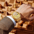 Montre Homme OLEVS Luxe Quartz – Bracelet Acier & Bois Santal Rouge Lumineux Étanche Calendrier