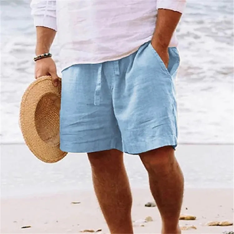2025 Leinenstoff Sommer Sport Shorts Herren Strandshorts Tasche Bodybuilding Sweathose Fitness Jogger Laufhosen Gym Herren Shorts