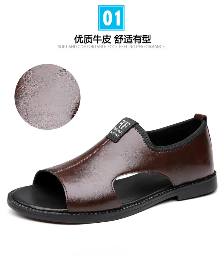 Sandales Cuir Soft Sole Homme Plage Conduite – Slippers Outdoor Confortables Qualité