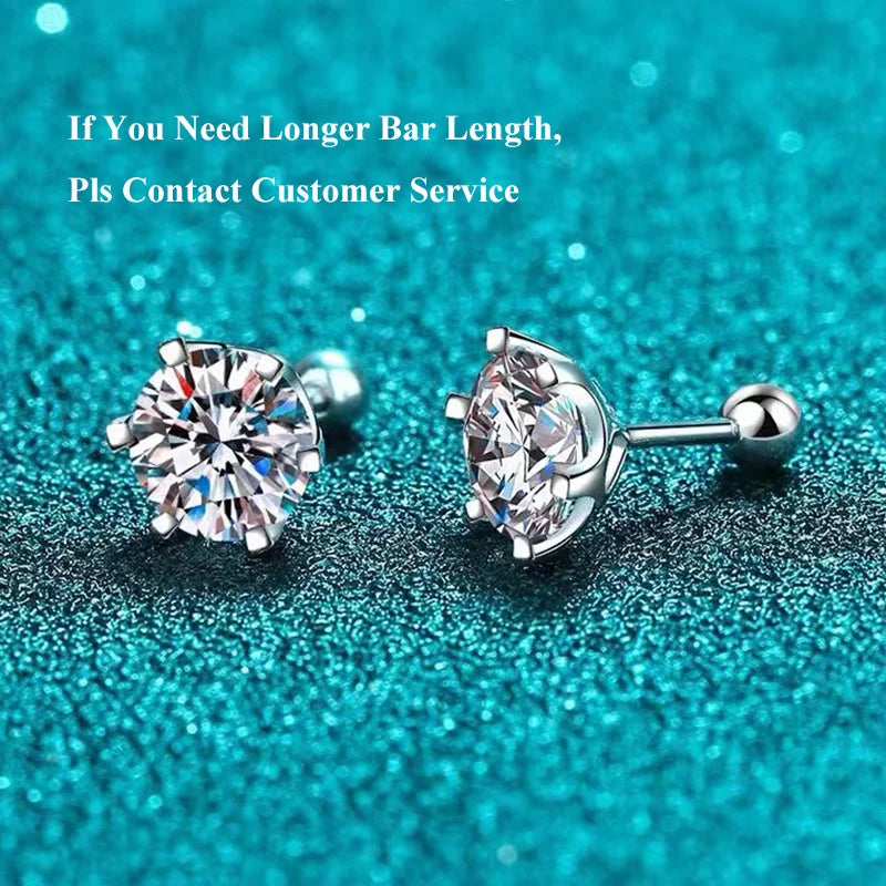 Puces Moissanite Vis Argent 925 Couleur D 6 Griffes – Éclat Diamant Éblouissant | Bijou Mariage & Fine Jewelry Femme | Cadeau Luxe