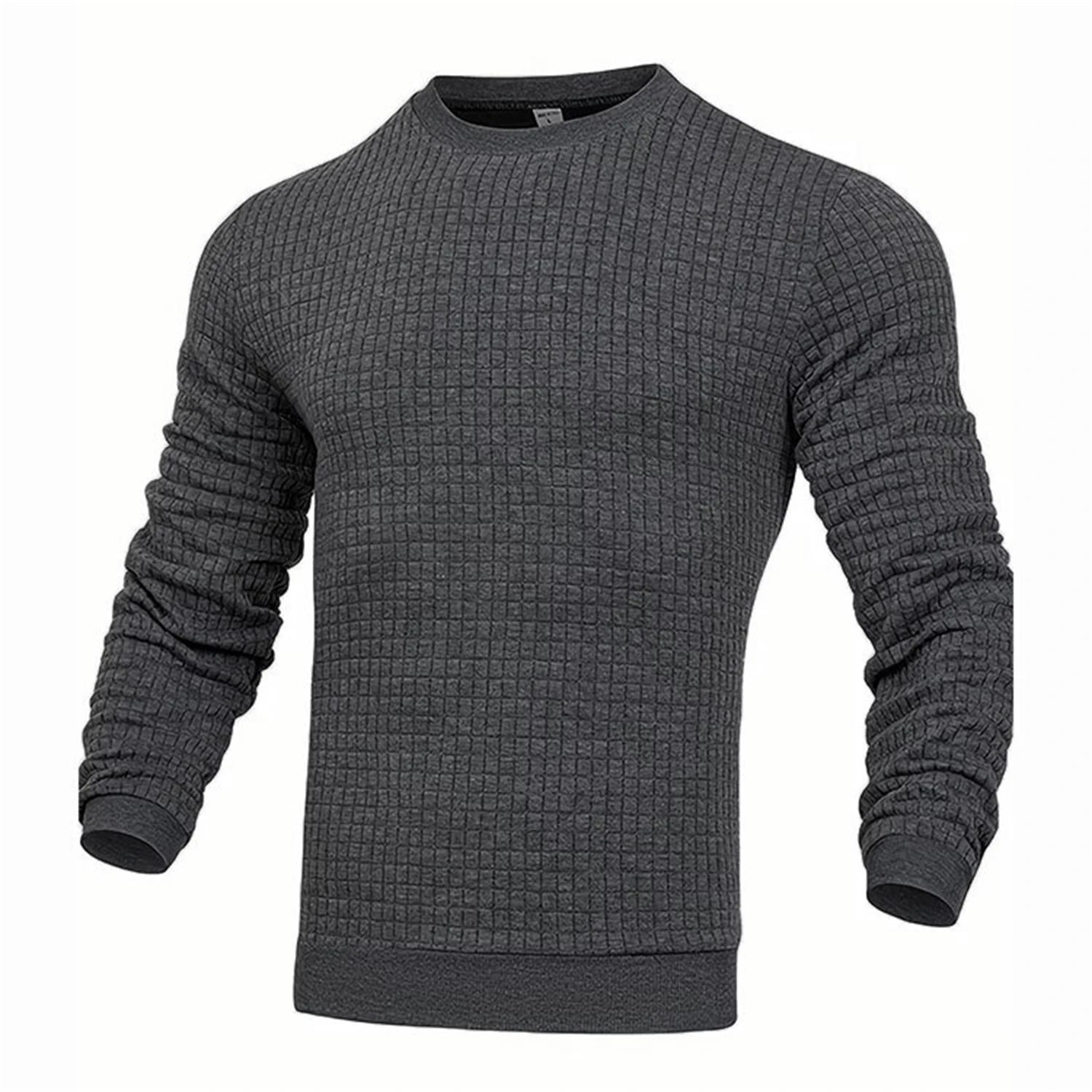 Hoodie Homme Col Rond Jacquard Carreaux Waffle Texture Fashion Casual Chaud Tendance Streetwear – Sweat À Capuche Motif Carreaux Premium | Mode Homme Streetwear Premium
