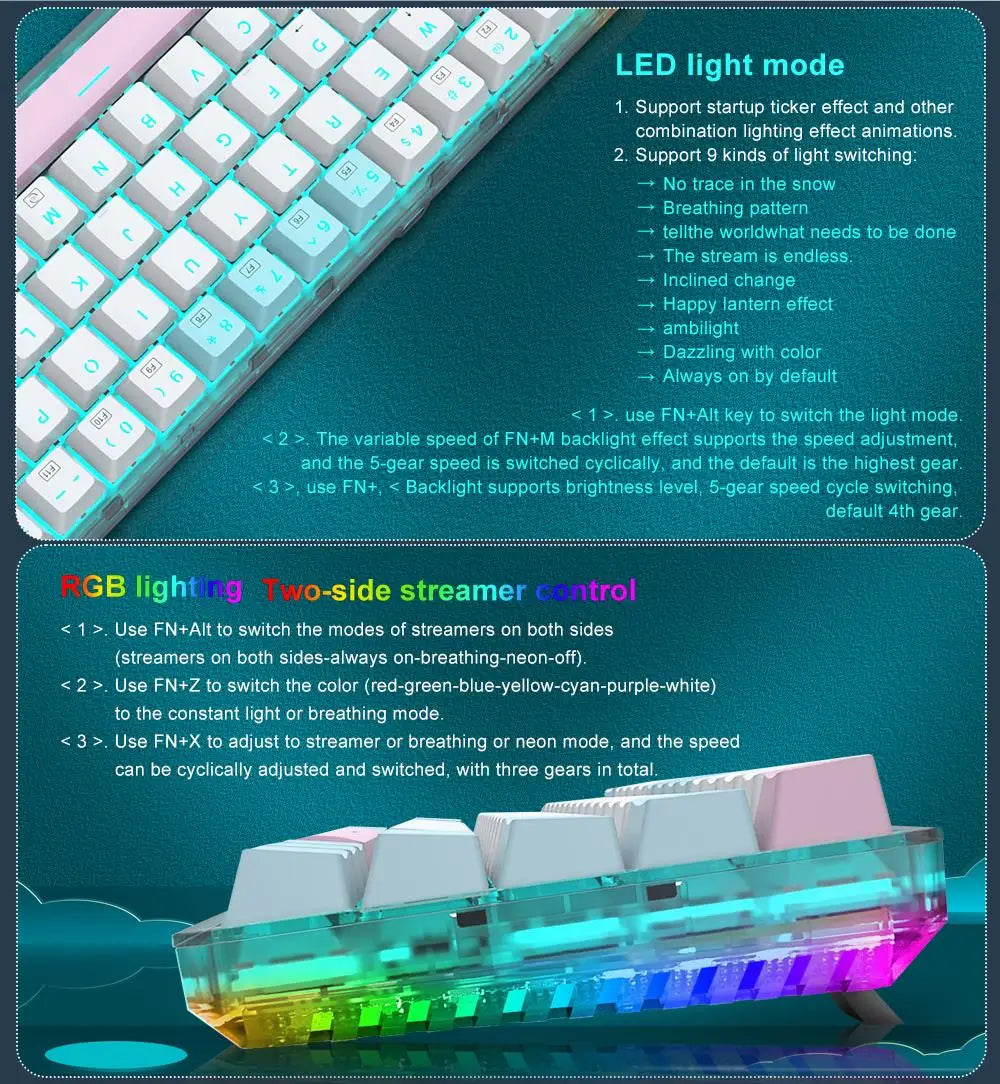 E-YOOSO Z11T Clavier Gaming Mécanique USB – Switch Bleu/Rouge 61 Touches | Russe, Brésilien, Portugais