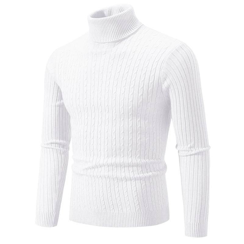 Pull Homme Col Roulé Tricoté Laine Chaud Hiver Couleur Unie Casual Outdoor Confortable Doux Élégant Intemporel – Pullover Col Roulé Premium Hiver | Mode Homme Hiver Premium