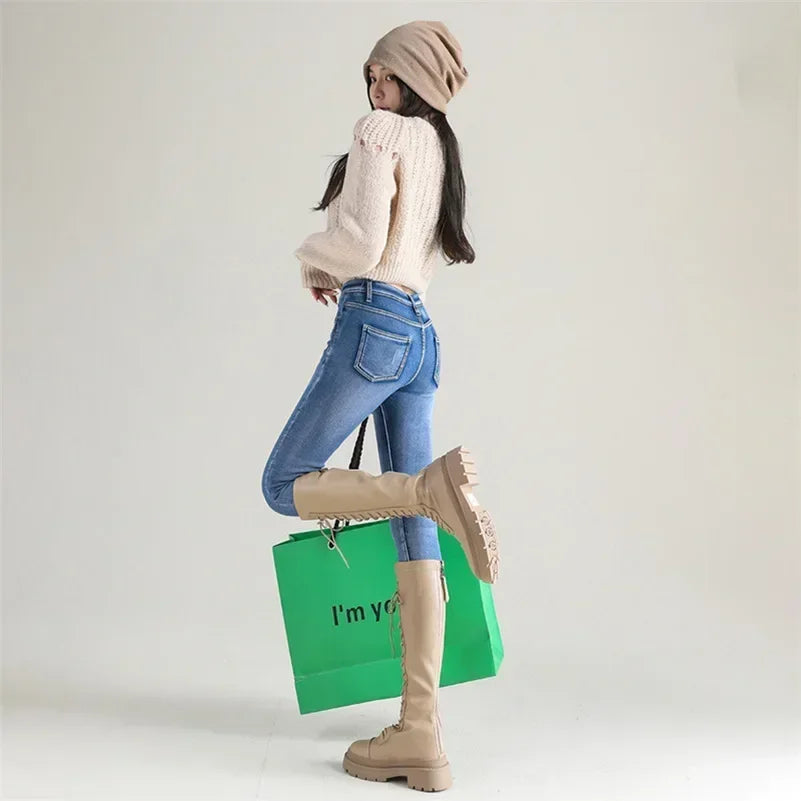 Jean Femme Thermique Skinny Taille Haute Chaud Polaire Stretch Denim – Pantalon Crayon Hiver Neige Confortable | Mode