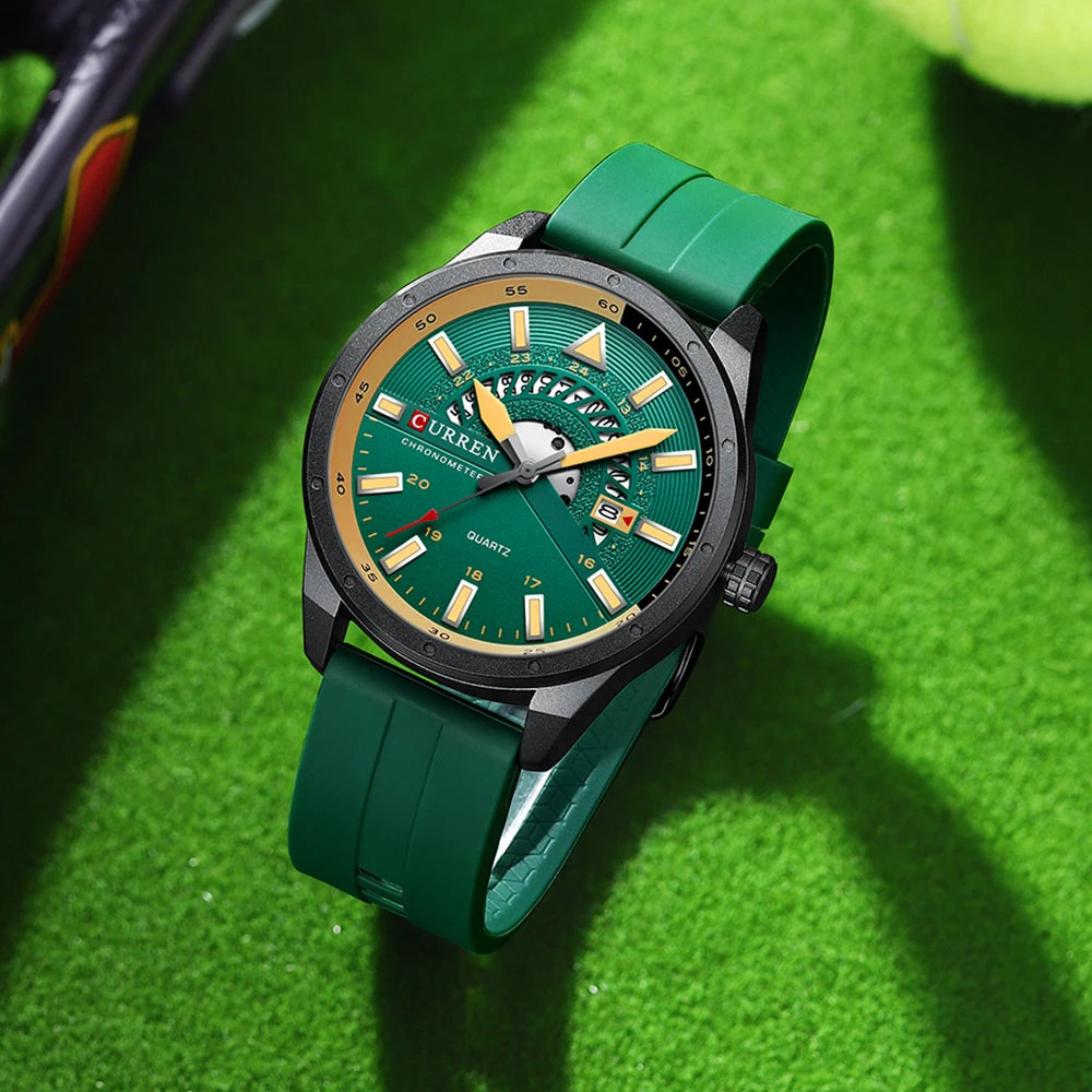 Montre Homme CURREN 8421 Quartz Fashion Calendrier Étanche Bracelet Silicone Sport Casual Business Élégante | Montre CURREN 8421 Quartz Sport Premium