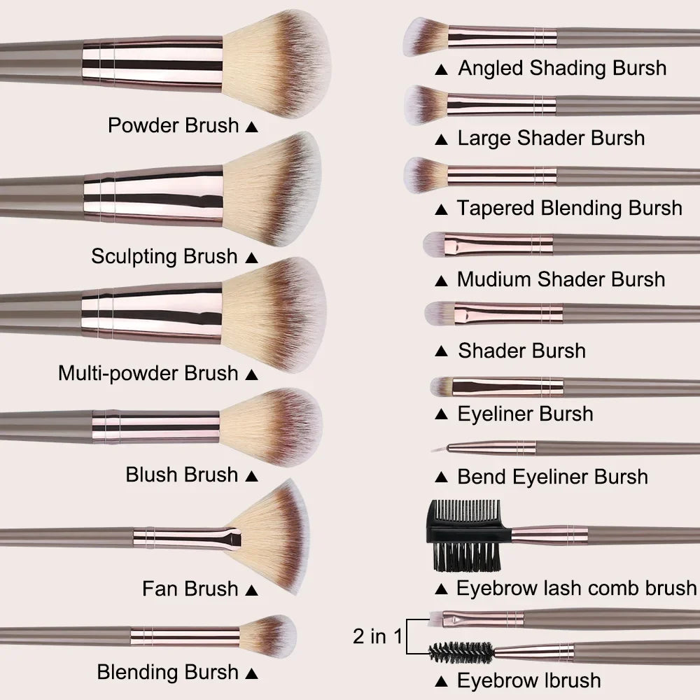 Set Pinceaux Maquillage Professionnel 1 à 20 Pcs – Blush, Highlighter, Fond de Teint & Fard | Ultra-Doux Femme