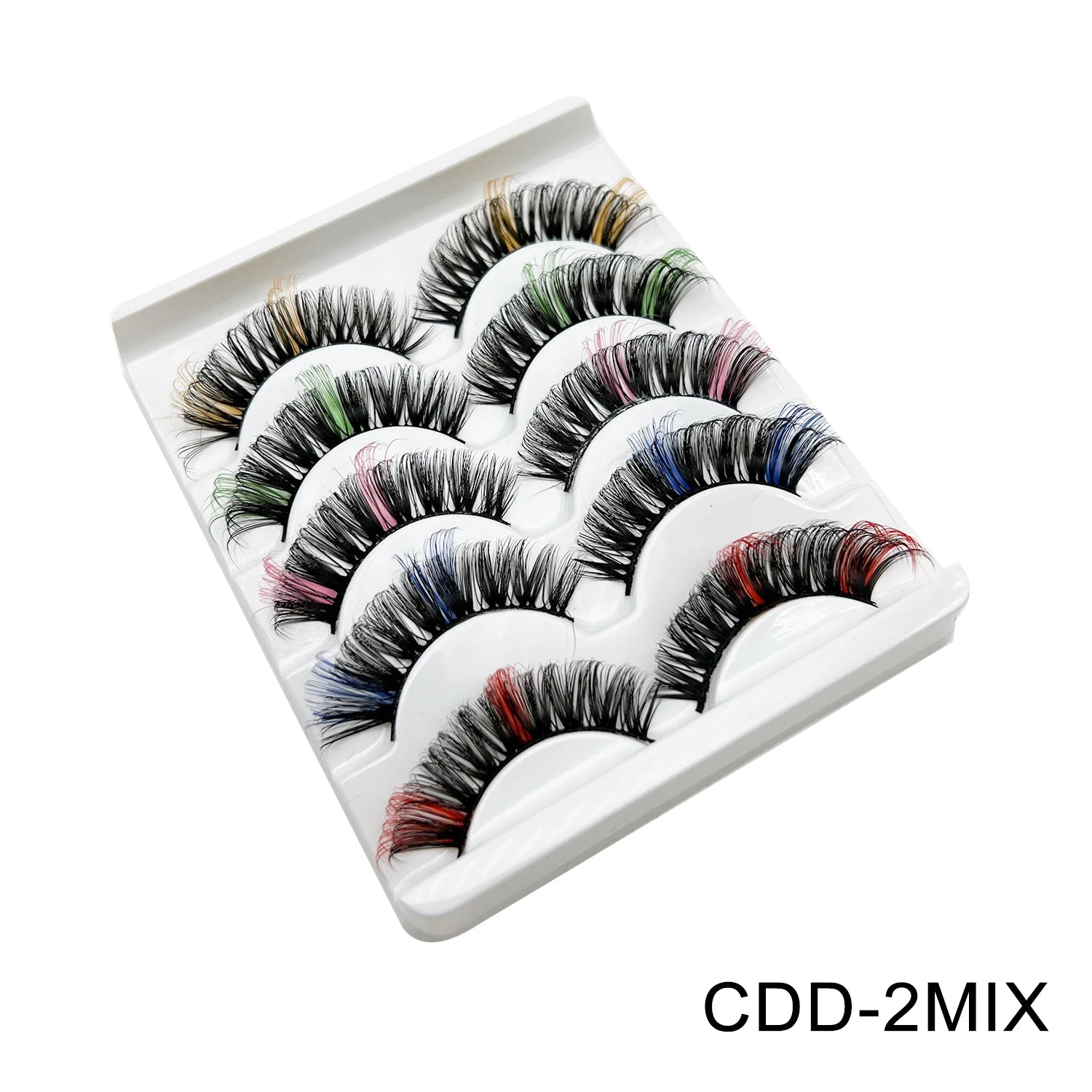 Faux Cils 3D Mink Colorés – Lot 5 Paires Fluffy | Rose, Bleu, Rouge | Maquillage Festif