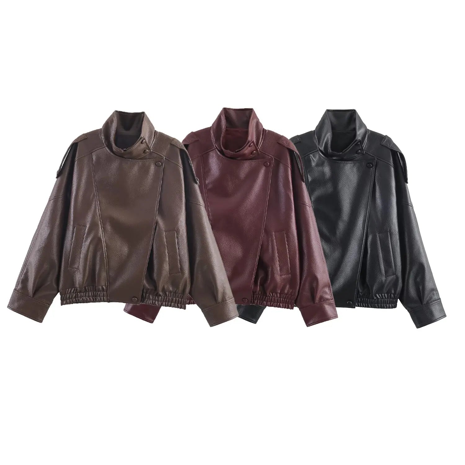 Veste Femme Asymétrique Noire Manches Longues Poches Zippée Ample – Style Mode High Street | Automne | HH