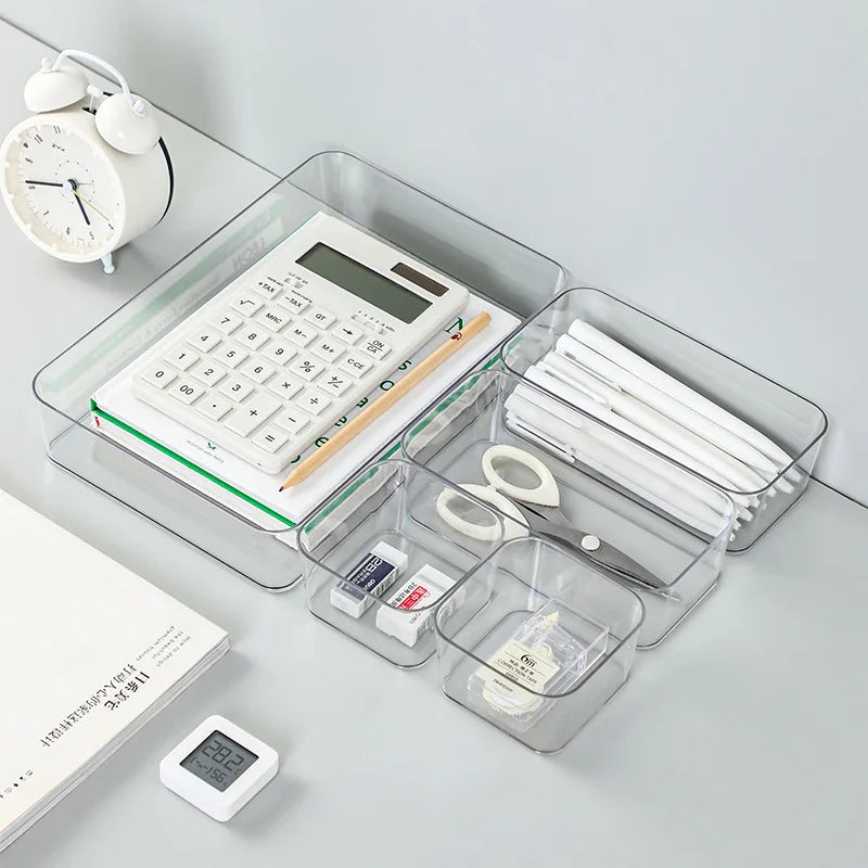 Organisateurs Tiroirs Bureau Maquillage 2025 – Boîtes Plastique Transparent | Rangement Salle de Bain & Bureau