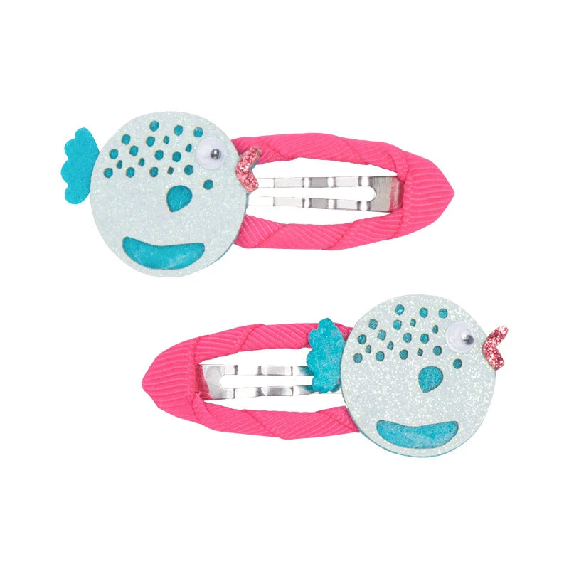 Lot 2 Barrettes Fille Bébé Motifs Adorables – Pinces Cheveux Enfant Animal Fruit Fleur Lapin Kitty