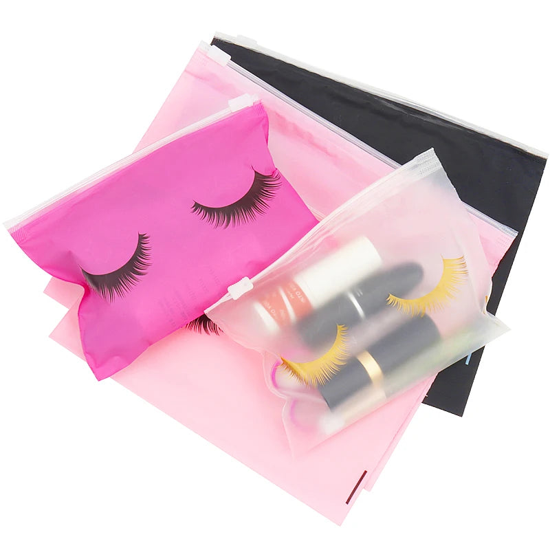 Pochettes Aftercare Extension Cils – Lot 10 Pcs avec Fermeture Éclair | Emballage Professionnel
