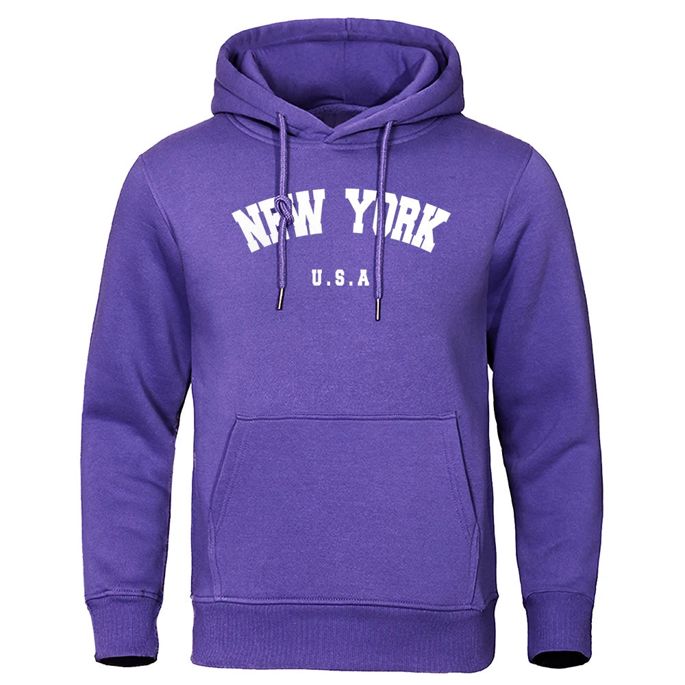 Sweat à Capuche Homme New York Imprimé USA City Manches Longues Oversize Loose Casual Streetwear Pullover Hoodie Tendance Confortable – Hoodie Americana Premium New York | Mode Homme Streetwear Premium