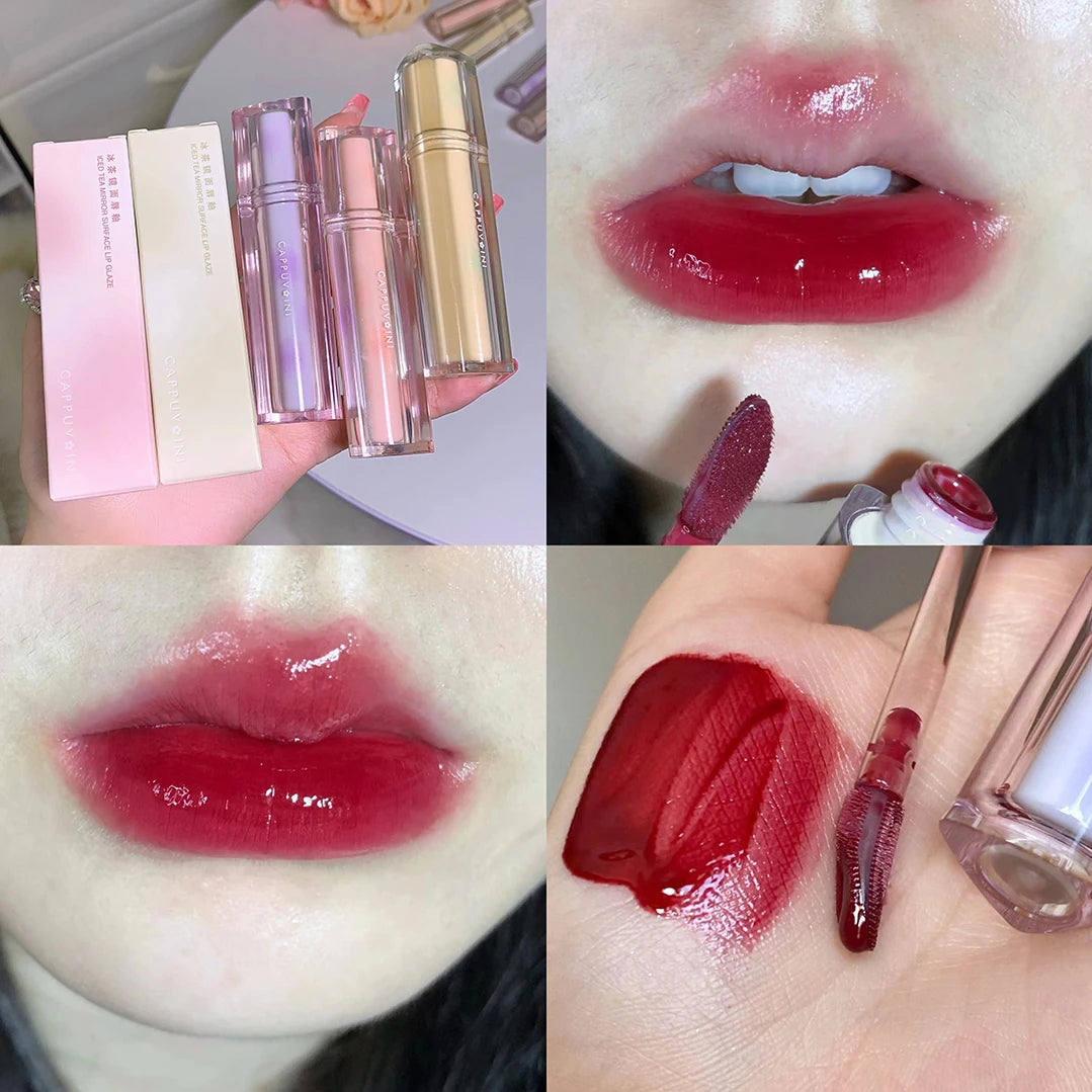 Gloss Miroir Iced Tea – Lip Glaze Jelly Transparent Waterproof | Rouge à Lèvres Liquide Effet Glacé