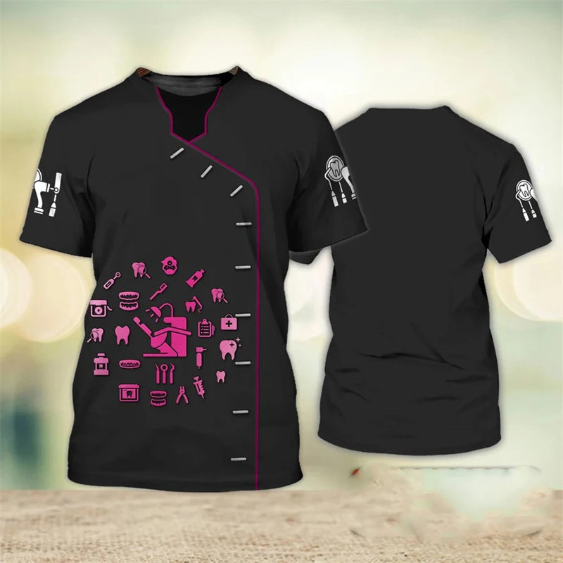 T-Shirt Dentiste Funny Cosplay Unisexe – Design Dent Mignon Col Rond Oversize Respirant Homme & Femme | Humour & Cadeau