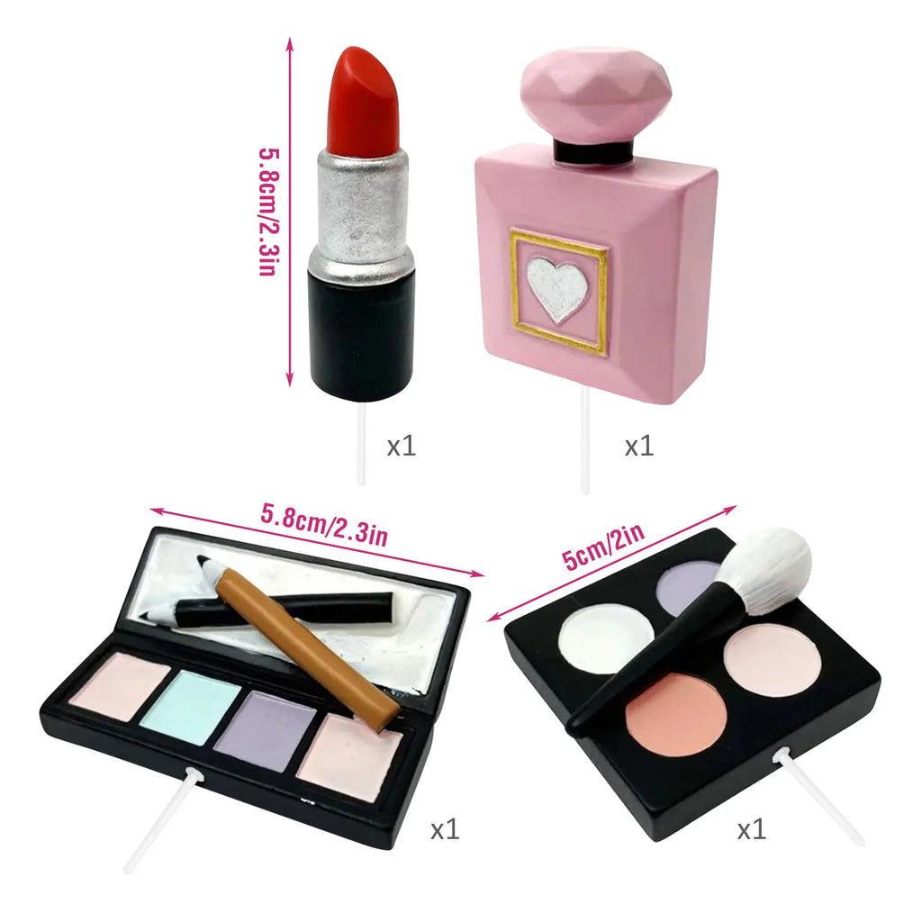 Set Maquillage Gateau 4 Pcs Filles – Rouge à Lèvres, Fard, Parfum & Poudre | Cadeau Anniversaire & Bal de Promo