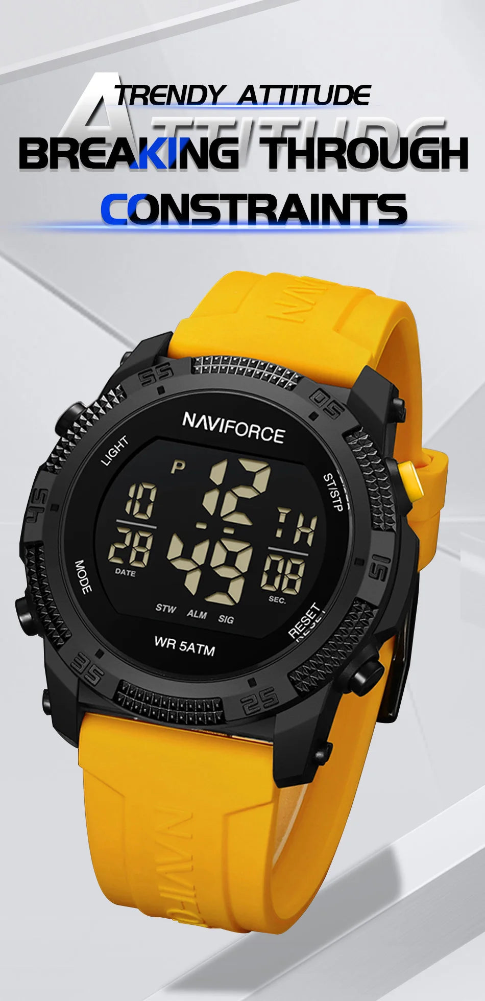 Montre Homme NAVIFORCE Sport Électronique Silicone 5ATM – Étanche Tendance Fashion