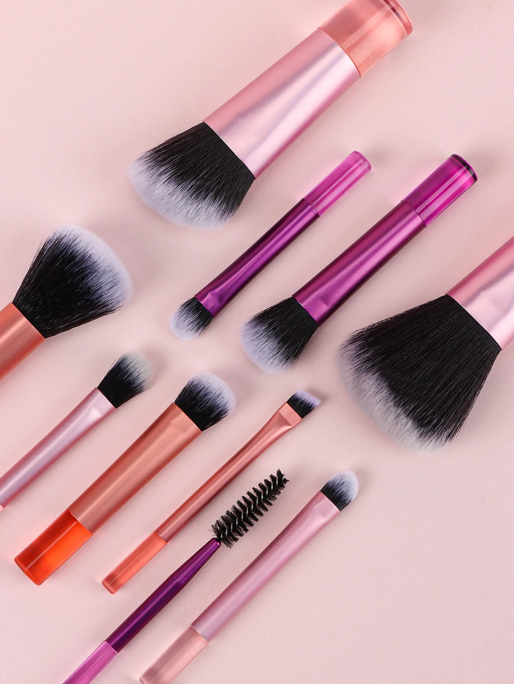 Set 10 Mini Pinceaux Maquillage Manche Crystal – Voyage Friendly avec Pochette | Pinceaux Yeux & Fond de Teint Débutantes