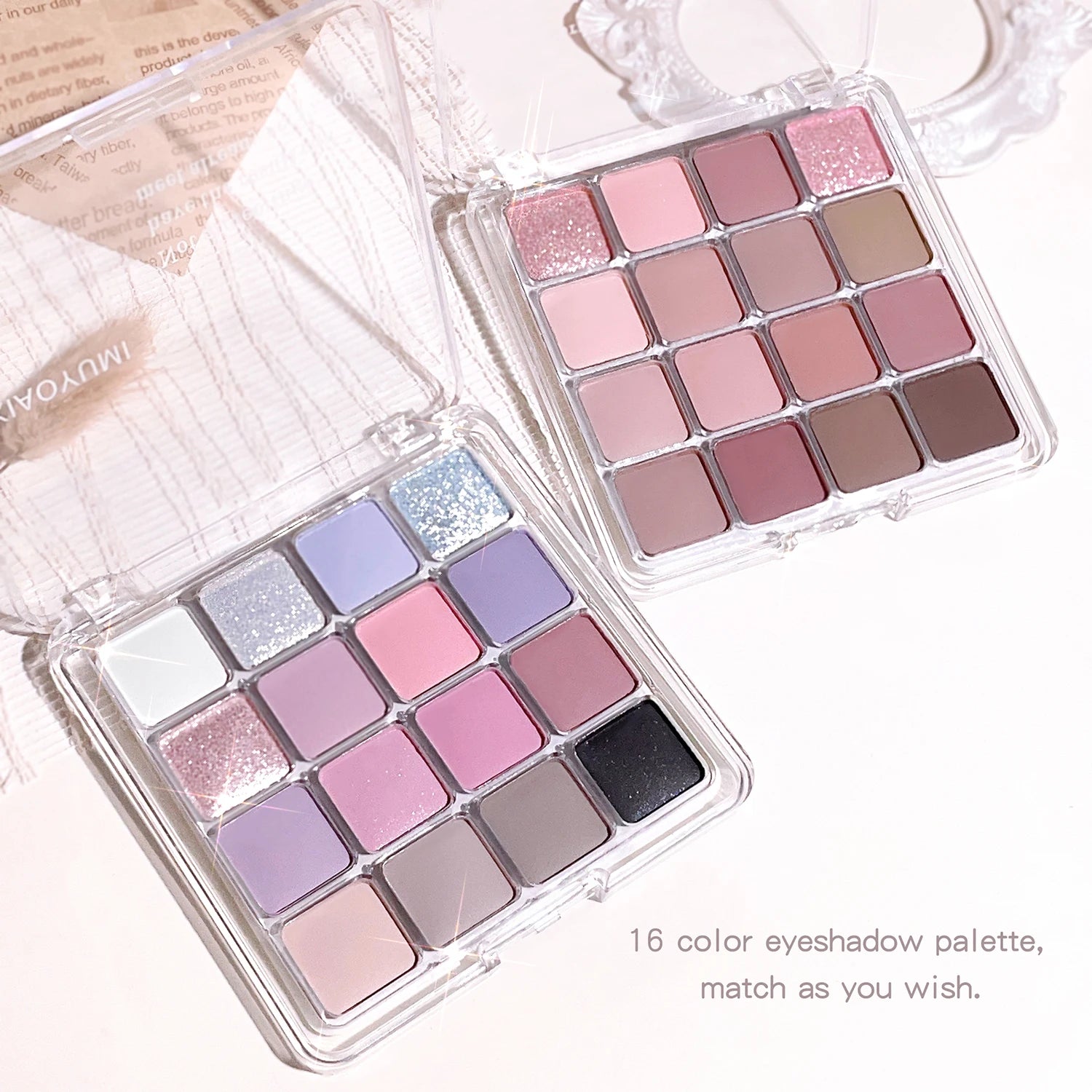 Palette Fard à Paupières 16 Couleurs Sunset Magic – Perle & Mat Tons Terre | Maquillage Coréen Yeux
