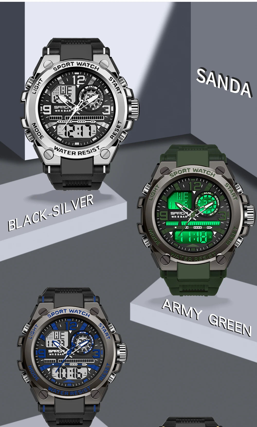 Montre Homme SANDA 6024 Militaire Sport Luxe Quartz 5ATM Étanche – Robuste & Fashion