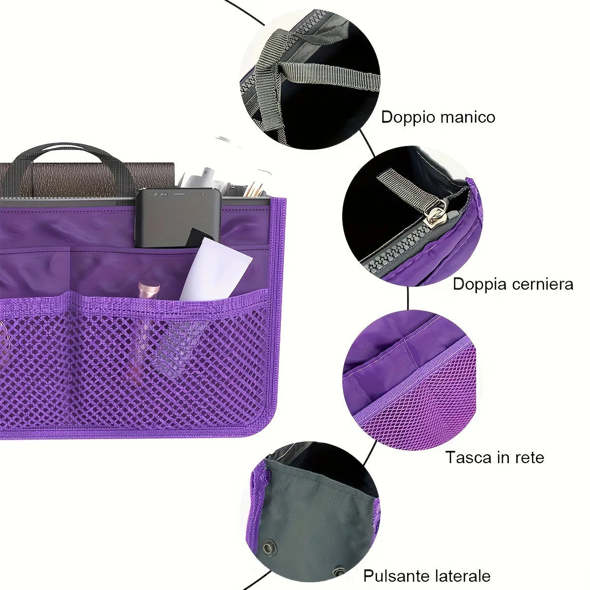Sac Rangement Bi-Fold Double Zip – Grande Capacité | Organisateur Maquillage & Toilette