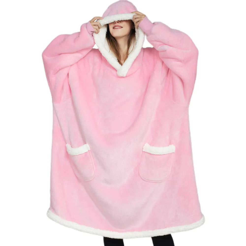 Hoodie Couverture Sherpa Adulte – Polaire Capuche Poche Géante Chaud Confortable Cadeau