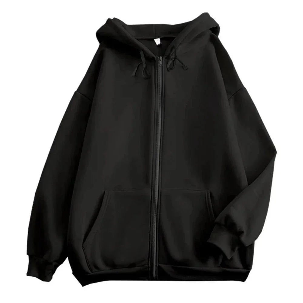 Sweat à Capuche Homme Zippé Uni Loose Manches Longues Y2K High Street Casual Outdoor – Veste Hoodie Streetwear Tendance | Mode Homme Urban