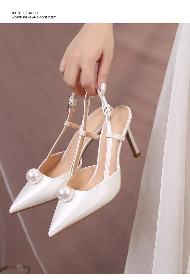 Escarpins Mariage Blanc Stiletto Demoiselle d'Honneur 2025 – Bout Pointu 6.5/8.5CM Pumps
