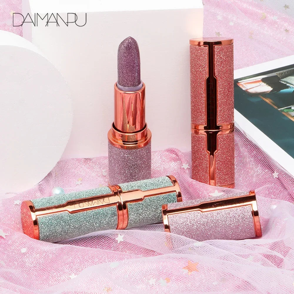 Rouge à Lèvres Glitter Thermochromique – Lip Tint Changeant Couleur Waterproof | Lèvres Rouge Rose Sexy Longue Tenue