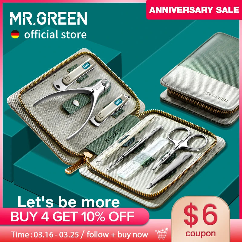 MR.GREEN Kit Manucure Coupe-Ongles Acier Inoxydable Professionnel – Outils Pédicure avec Étui de Voyage