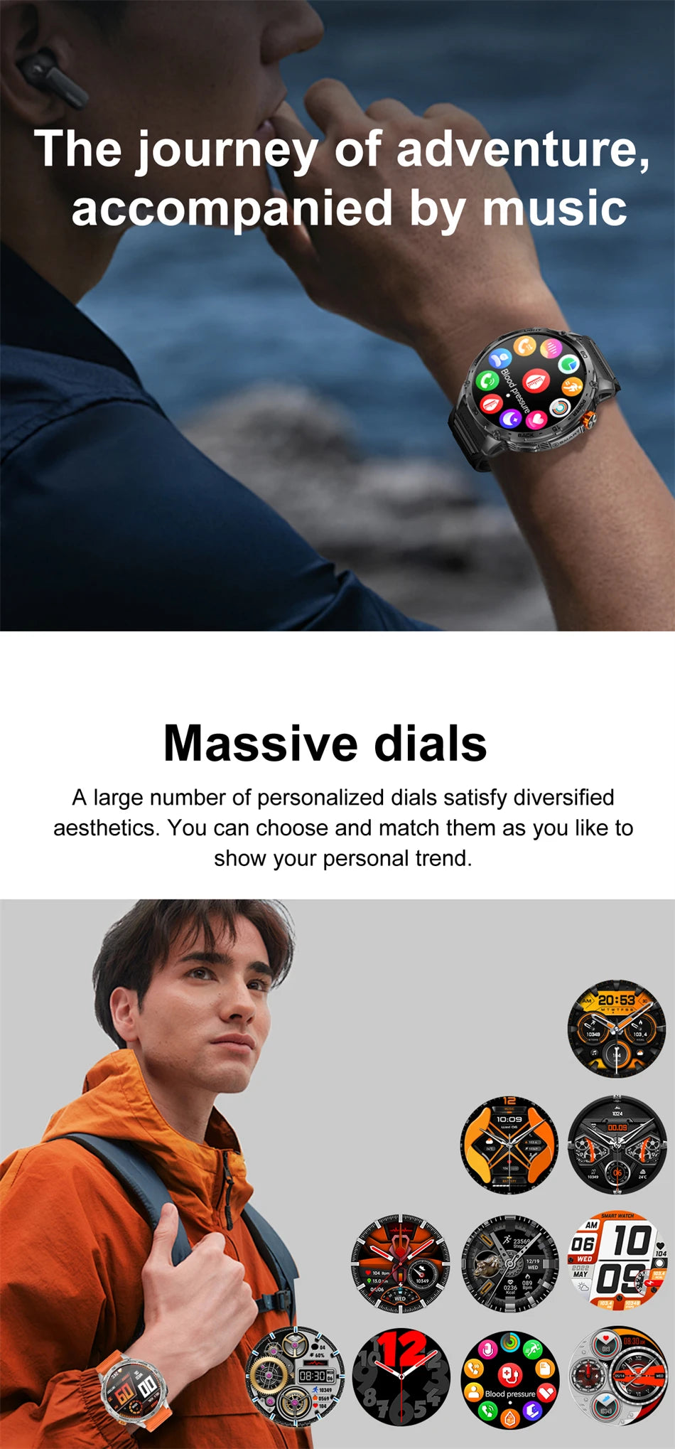 Smartwatch Homme 2026 Écran AMOLED 1.75" Ultra HD – Batterie 730mAh Bluetooth Appel Sport Android iOS