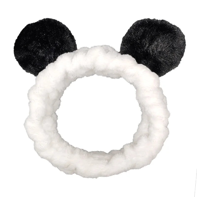 Bandeau Maquillage Oreilles de Lapin Coral Fleece – Élastique Doux | Soin Visage & Coiffure Fille