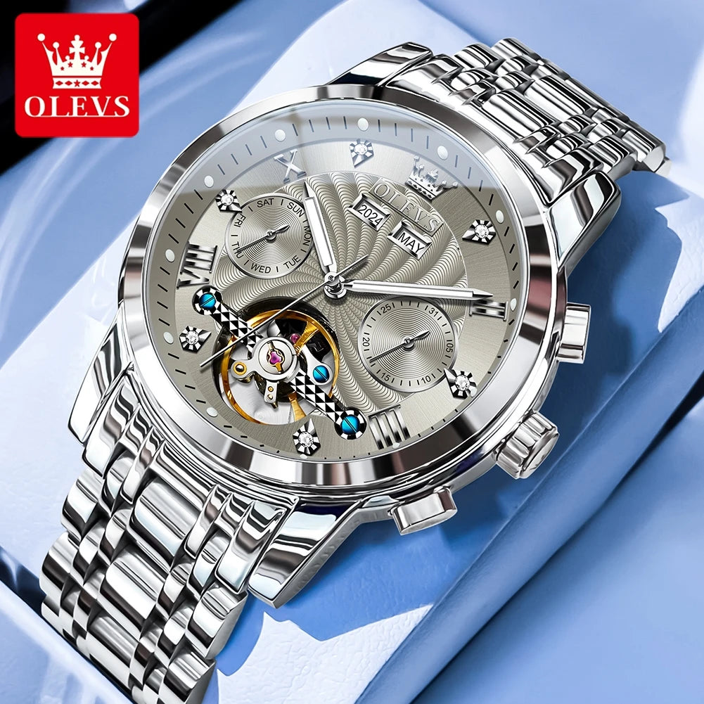 Montre Mécanique Automatique Luxe Homme OLEVS 7088 – Grand Cadran Lumineux Étanche Cadeau