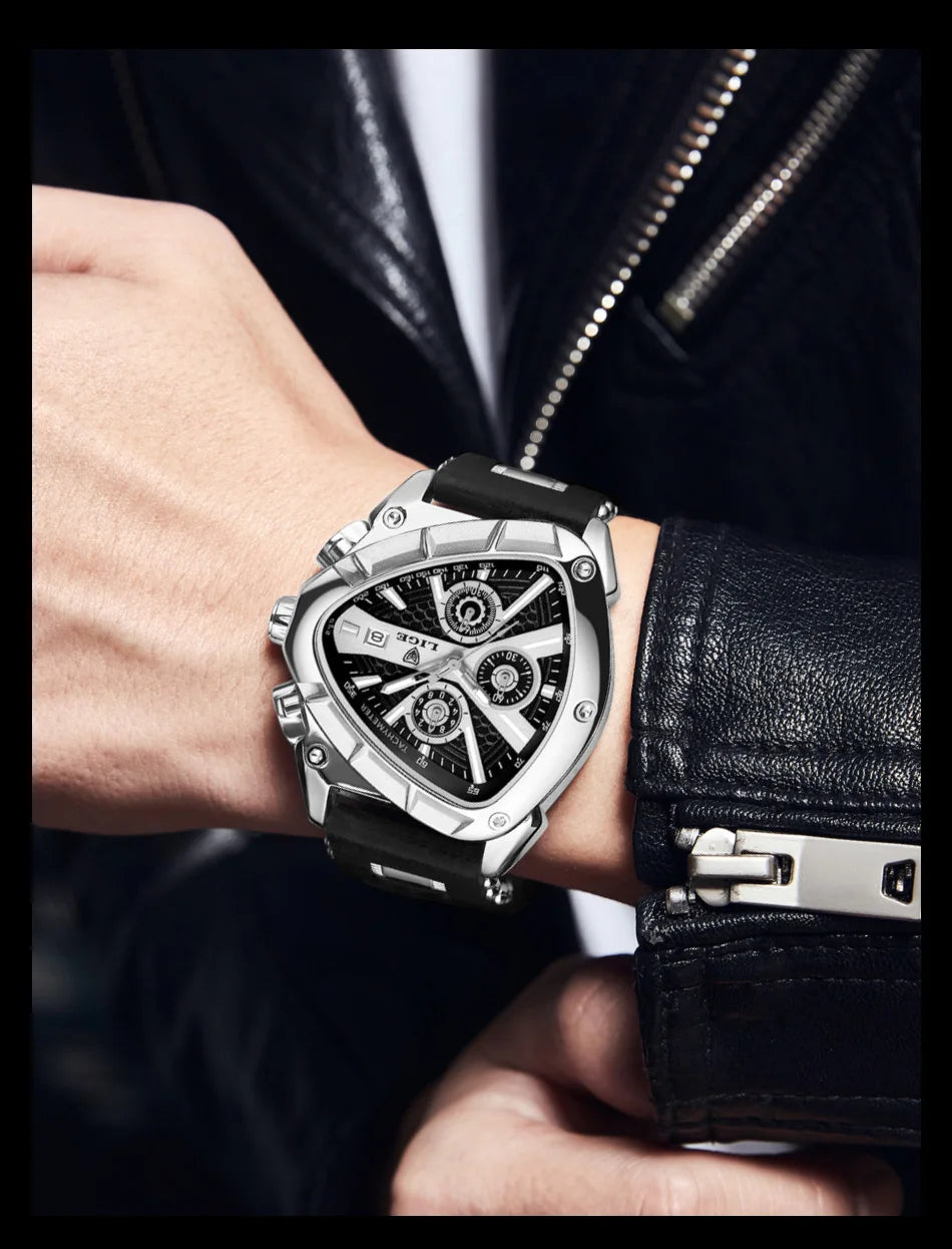 Herrenuhr LIGE Chronograph Militär Sport Armbanduhr Quarz Wasserdicht Luxus Trendig | LIGE Chronograph Militär Premium-Uhr