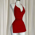 Robe Mini Bandage Dos Nu Col V - Slim Asymétrique Sexy Korean Fashion Soirée & Club