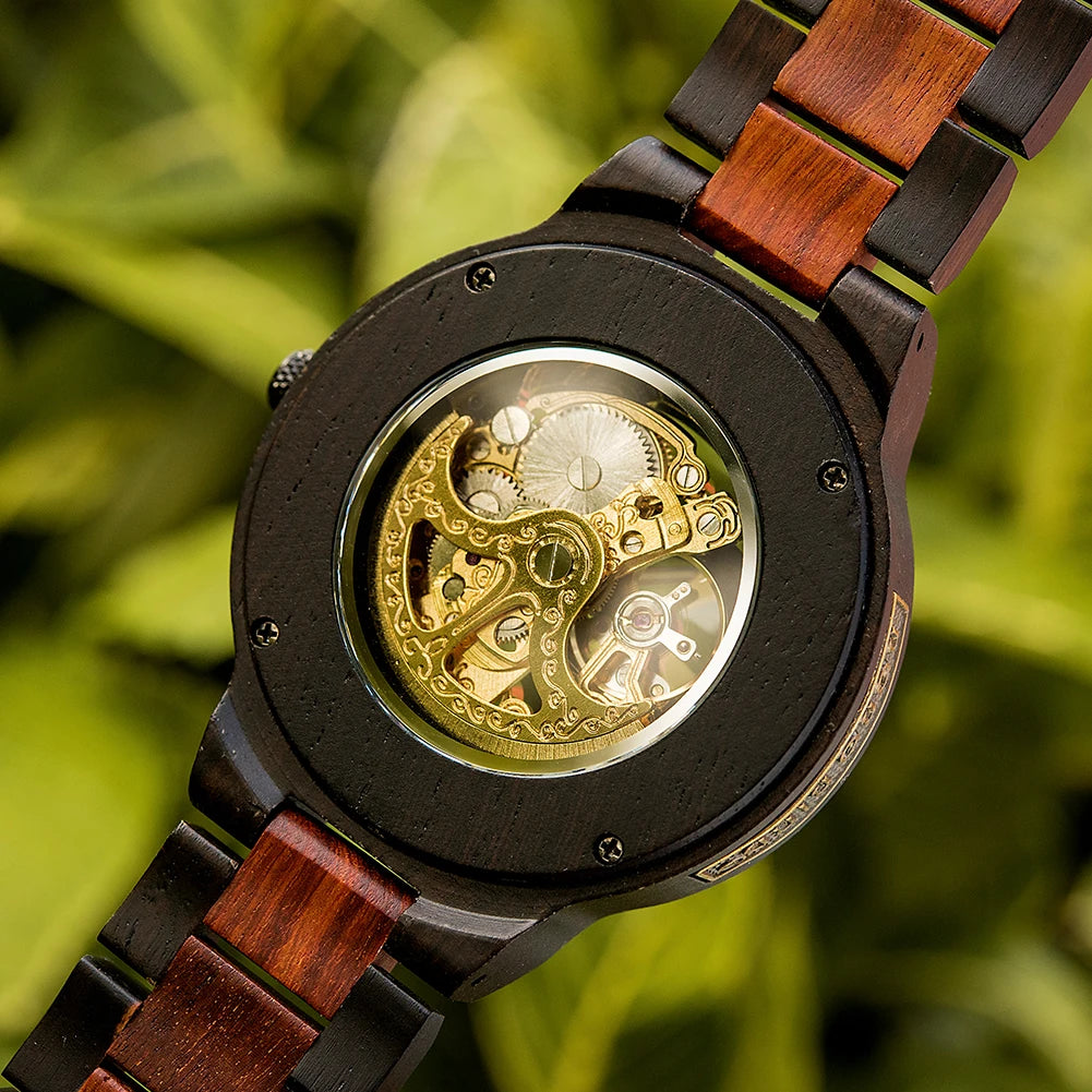 Montre Homme BOBO BIRD Bois Mécanique Luxe – Grand Cadran Top Brand Naturel Unique
