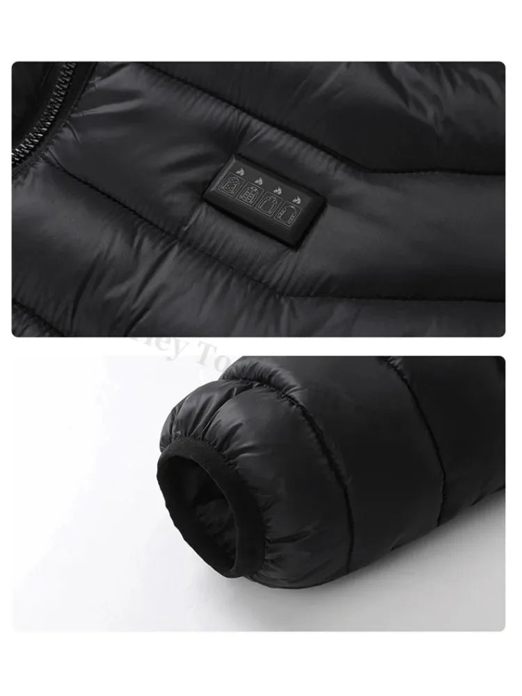 Beheizbare Herrenjacke Winter USB Elektrisch 21 Heizzonen – Selbstbeheizter Mantel Skifahren Schnee Outdoor Steppweste | Herren Premium Tech Mode