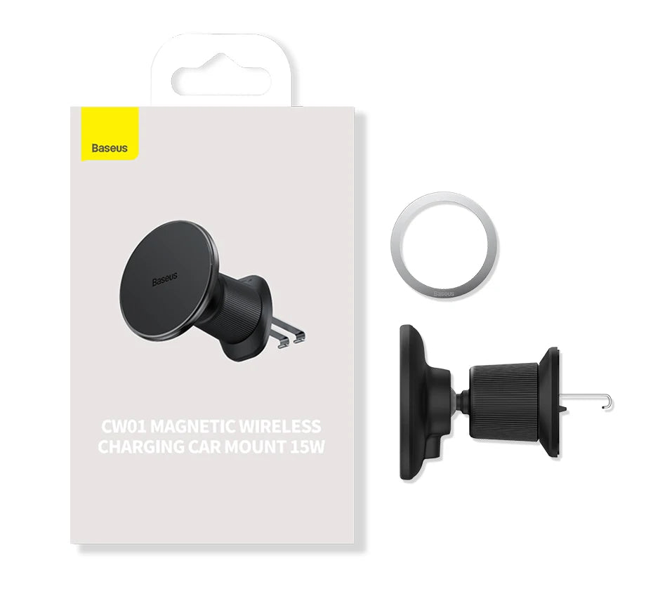 Baseus Chargeur Voiture Magnétique 15W – Support Téléphone Sans Fil iPhone 16 15 14 13