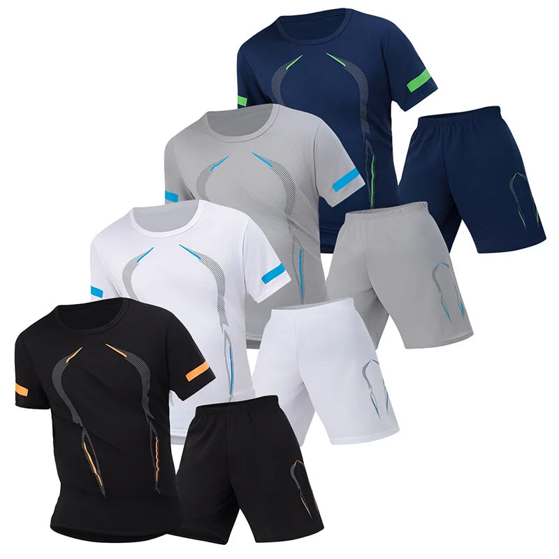 Ensemble Sport Homme Séchage Rapide Grande Taille T-Shirt + Short Lot 2/4/6 Pièces Loisirs Running Fitness Casual Ado – Pack Sport Économique | Mode Homme Sport Premium