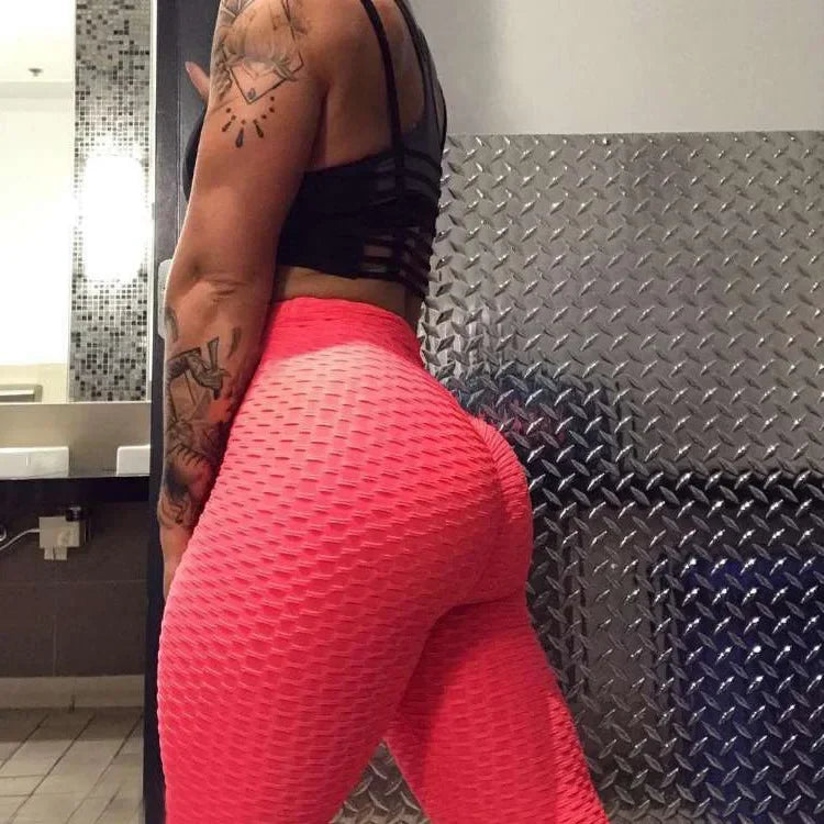 Damen Yoga Leggings Hohe Taille Bubble Nahtlos Push-Up Formend – Sport Hose Gym Laufen Schlank Elastisch | Fitness