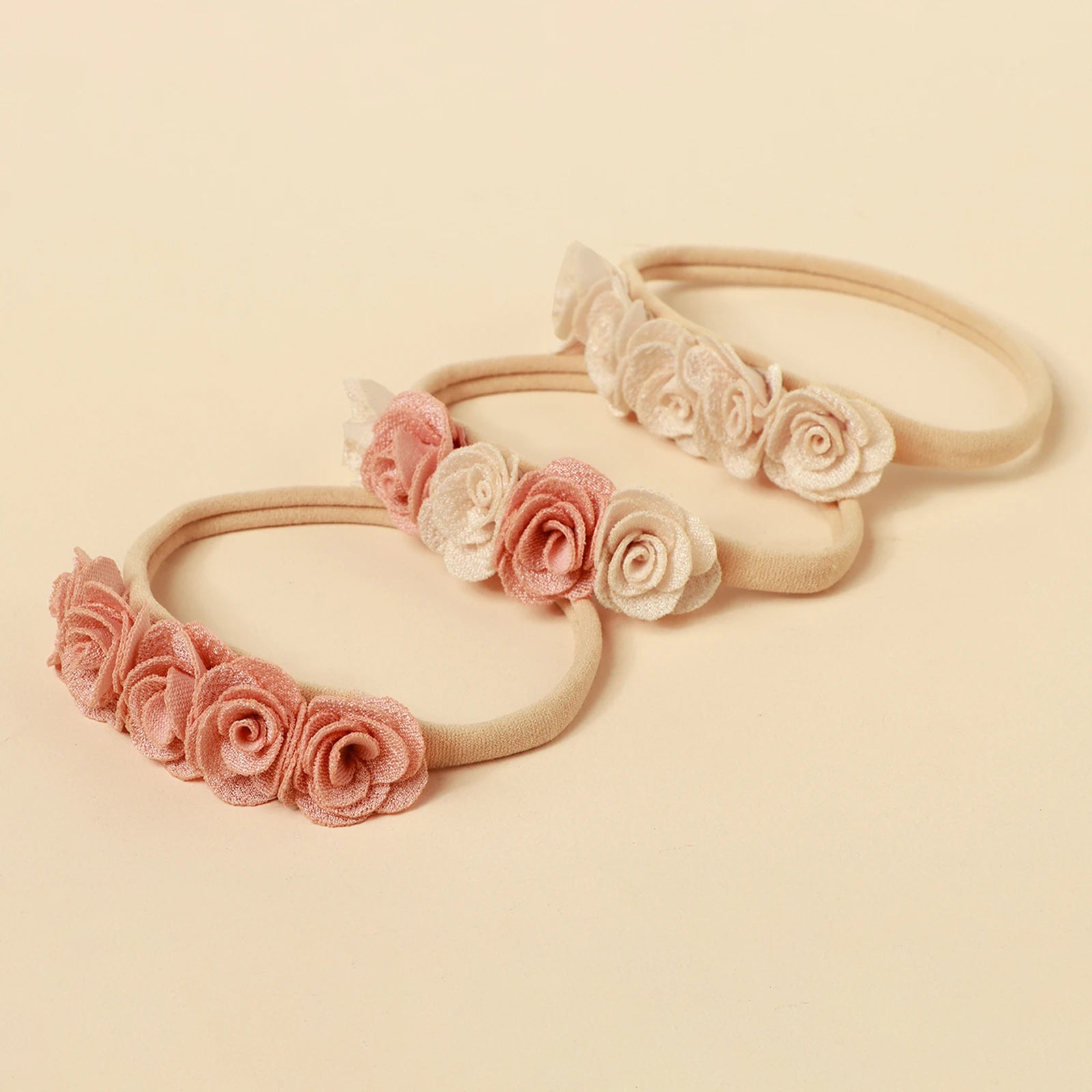 Lot 5 Bandeaux Fleurs Dentelle Rose Bébé Fille – Accessoires Cheveux Nouveau-Né Photo Mignons