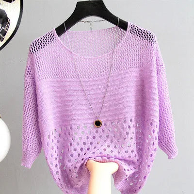 Top Eis Seide Gestrickt Damen Ajour Träger – Leicht Sommer | Streetwear Weiß Frühling