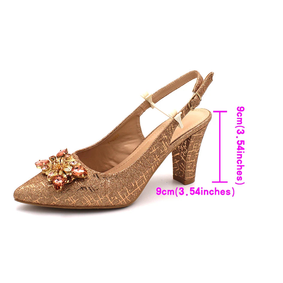 Ensemble Chaussures + Sac Italien Orange Cristal – Pumps Luxe Mariage Fête 2024