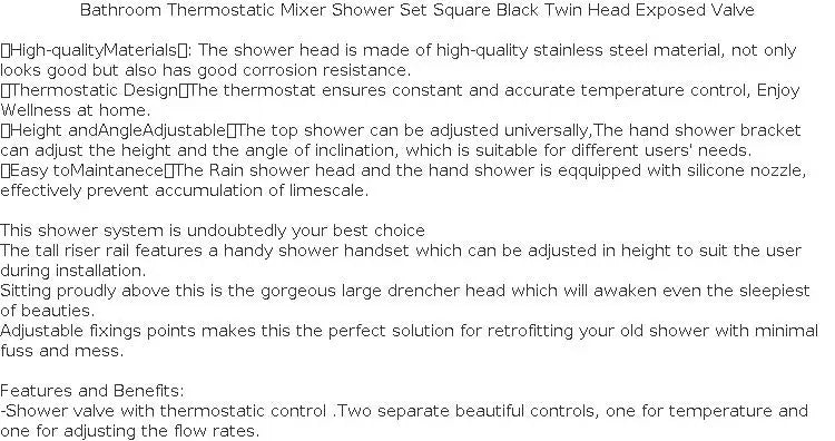 JETEVEVEN Ensemble Douche Pluie Mural Noir Mat – 3 Voies, Étagère Intégrée, Mitigeur Baignoire | Système Douche Complet