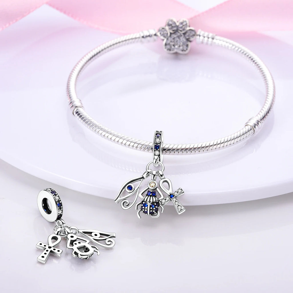Charm Argent 925 Pendentif Croix, Ange, Pyramide & Pharaon – Breloque Spirituelle & Symbolique DIY | Compatible Bracelet Original | Bijou Personnalisé