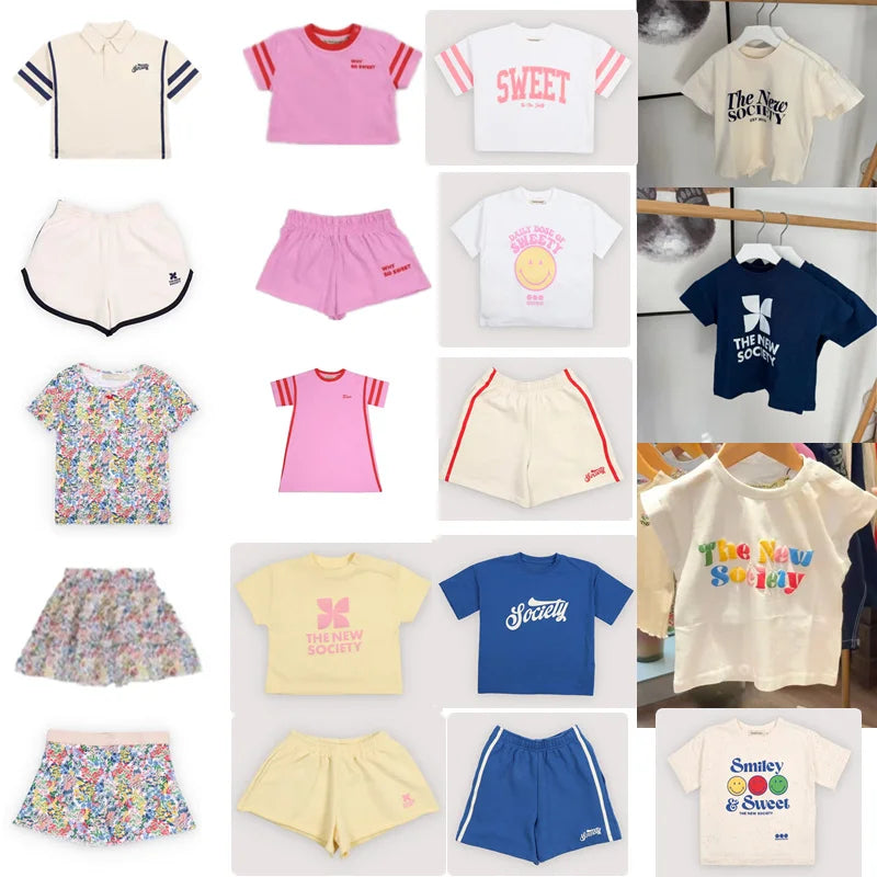 Ensemble Été Enfant T-Shirt + Short – Tenue Princesse Garçon Fille Manches Courtes Casual