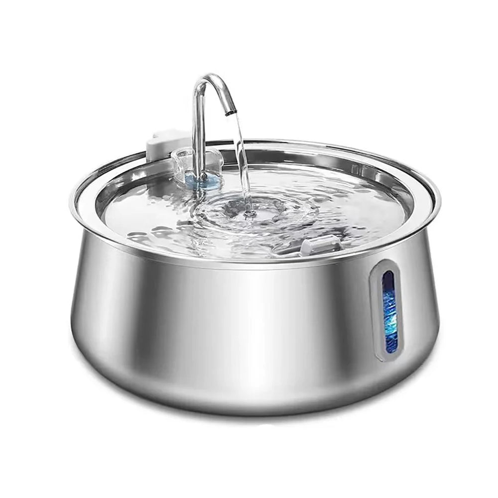 Edelstahl-Trinkbrunnen für Katzen und Hunde, 4 l, automatisch – großer Wasserspender mit mehrschichtiger Filterung | Wassernapf für Haustiere